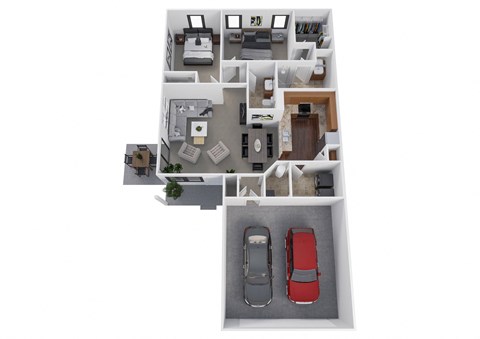 Floor plan for 2 beds, 2 baths, 1138 sqft